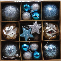 Набор шаров ассорти 30шт серебро/голубой Y9974-24