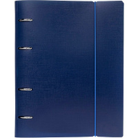 Тетрадь на кольцах А5 120л клетка "Canvas. Синяя" пластиковая обложка на резинке 081657
