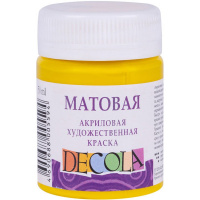 Краска акриловая 50мл желтая светлая матовая Декола 14328213