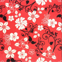 Салфетка 33*33мм 1шт Узор трехслойная, фон красный SDOG003004
