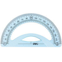 Транспортир 12см прозрачный голубой, пластик EH16