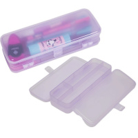 Пенал "Box" 21x7,5x4,5см прямоугольный, 4 отделения, пластик, полупрозрачный сиреневый 7020453