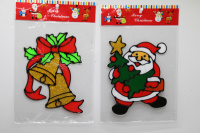 Наклейка витражная "Ель, Дед Мороз, Снеговик" 15х20см асосрти Y9889-24