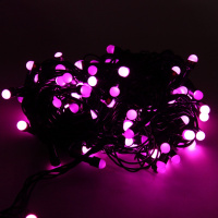 Эл/гирлянда 100 розовых диодов длина 9м, 8 режимов, шнур зеленый 2021-14