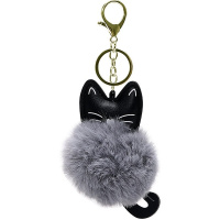 Брелок меховой "Кошка" 12см (пвх, тестиль) KY2269