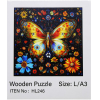 Пазл 16х14см дерево L "Бабочка и цветы" HL246/11339-24
