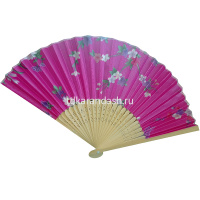 Веер 21см темно-розовый, органза/дерево Y10613-24