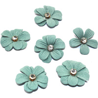 Цветок декоративный Фиалка 4см с камнем, мятный 6шт/уп. Y9512-19