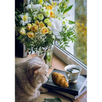 Живопись по номерам (акрил) 40х50см "Кот у окна" сложность 4, холст на подрамнике МСА1907