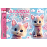 Альбом для рисования А4 40л "Котики-зефирки" на спирали, перфорация на отрыв, 4 дизайна