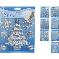 Наклейка "Новый Год" 18х18см серебро пвх 3 вида Y3739-16