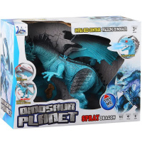 Дракон р/у 24х45см голубой, пластик (свет, пар, движение) JB1168407