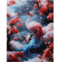 Алмазная мозаика 30х40см "Журавль в цветах" полная выкладка 89547