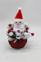 Сувенир Снеговик с веточками 20х14см красный Y10079-24