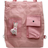 Сумка 37х33х3,5см 1 отделение, 2 кармана, текстиль, розовая FB1240