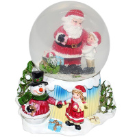 Статуэтка-шар "Дед Мороз,Снеговик" 10см 4 цвета 2 вида (музыка) Y8173-19