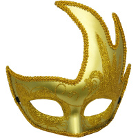 Маска карнавальная Венецианская с блестками 19х19см золото/серебро/черная Y10178-24