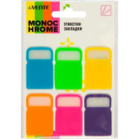 Клейкая закладка пластиковая 24х38мм 6 неоновых цветов (600л) "MonoChrome" 2011507