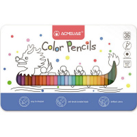 Карандаши 36 цветов "Color Pencils" шестигранные дерево, в металлическом футляре 9800-36