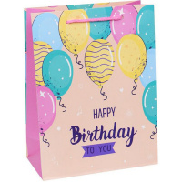 Пакет подарочный "День рождения" 26х32х12см 4 вида 5114-L