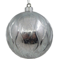 Шар 80мм с узором, серебро Y6633-18
