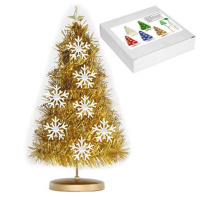 Ель настольная 25см из мишуры спиральная золото 107Y