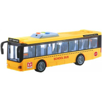 Автобус "Школьный" инерционный на батарейках, пластик 28х6,5х8,5см желтый (свет, звук) WY910A