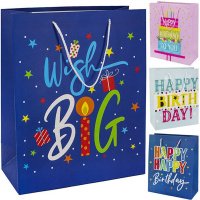 Пакет подарочный "День рождения" 31х42х12см крафт 4 вида 5164-XL