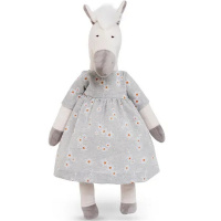 Лошадка "Любава в сером платье и бриджах" 30см белая ЛЛ/30/плбр2