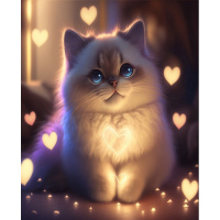 Алмазная мозаика 40х50см "Котенок и сердечки" полная выкладка ZS4720