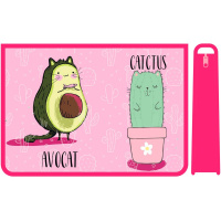 Папка д/труда А4 "Кот - Авокадо" 325х230х100мм на молнии сверху, пластик ПТР-22