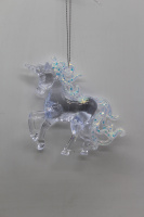 Ёлочное украшение "Единорог" 11х9см, акрил, прозрачное с блестками Y9849-24