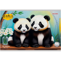 Альбом для рисования А5 24л "Две пандочки" на скобе, обложка мелованный картон 24-2182