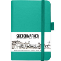 Скетчбук 9х14см 80л 140г/м2 изумрудный, на резинке, твердая обложка "Sketchmarker" 2314601SM