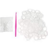 Резиночки для плетения 9х14см 200шт с крючком и зажимами белые TZ2371