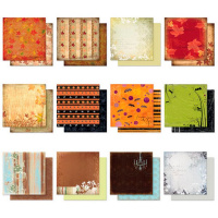 Бумага для декорирования "Осень" двухсторонняя, глиттер, 190г/м2, 30,5х30,5см,1 лист, ассорти;