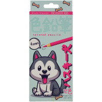 Карандаши 12 цветов "Kawaii animals" круглые, пластиковые, картон, 4 вида 30-0127