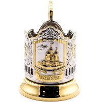 Подстаканник "Храм Василия Блаженного" со стаканом, позолоченный, в подарочном футляре 103201