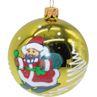 Шар 80мм "Дед Мороз на лыжах" в подарочной упаковке КУ-80-13217