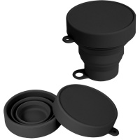 Стакан-непроливайка складной "Mini" силиконовый 8х8см 180 мл с крышкой, черный 8090402