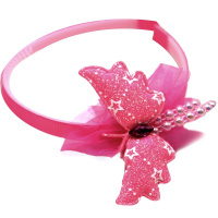 Ободок Бант 17см с крыльями и бусинами, пластик/текстиль, 4 цвета Y10625-24