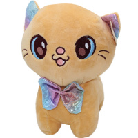 Котенок с бантом 23см коричневый BW2393