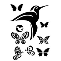 Трафарет пластиковый 22x31 см, Колибри и бабочка 13746598