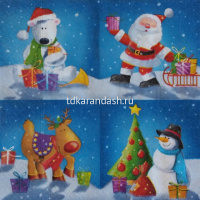 Набор салфеток для декупажа 33х33мм 20шт Снеговик с Елкой Y6796-18