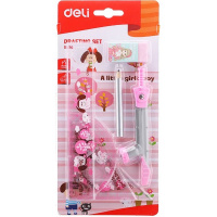 Набор чертежный 7 предметов (циркуль, линейка, транспортир, угольники, карандаш, ластик) Е9614