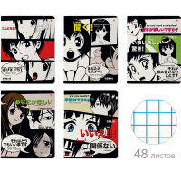 Тетрадь А5 48л клетка "Manga anime" на скобе матовая ламинация 5 дизайнов 7-48-1241
