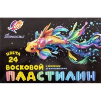 Пластилин 24 цвета 360гр. "Фантазия" восковой, со стеком, картон 25С 1525-08