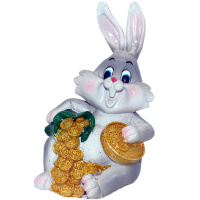 Копилка Заяц с монетками 10см, керамика 2 вида BT054