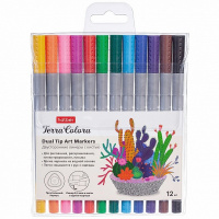Набор маркеров двусторонних "Terra Colora" 12 цв, на водной основе (линер+кисть) 067976 Набор маркеров двусторонних "Terra Colora" 12 цв, на водной основе (линер+кисть) 067976
