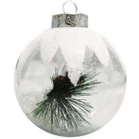 Шар 80мм со снежным узором, прозрачный Y5031-17